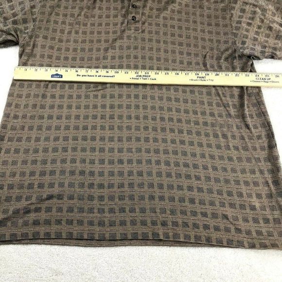 Pebble Beach Polo Shirt Mens XL Brown Checkered Short Sleeve Pullover 3 Button - Picture 5 of 7